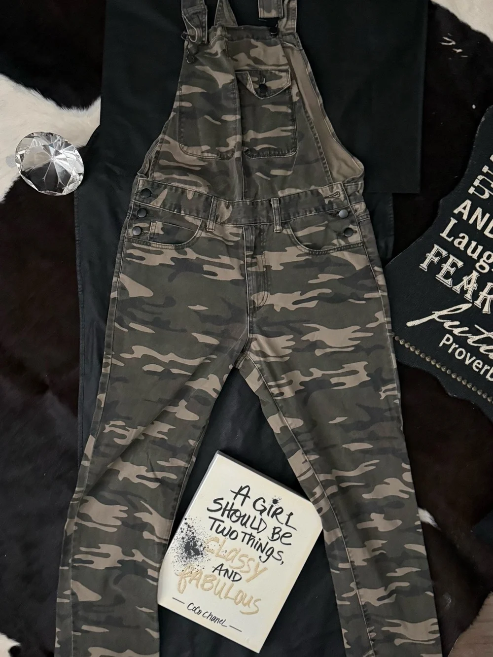 Forever 21 Olive Camo Overalls